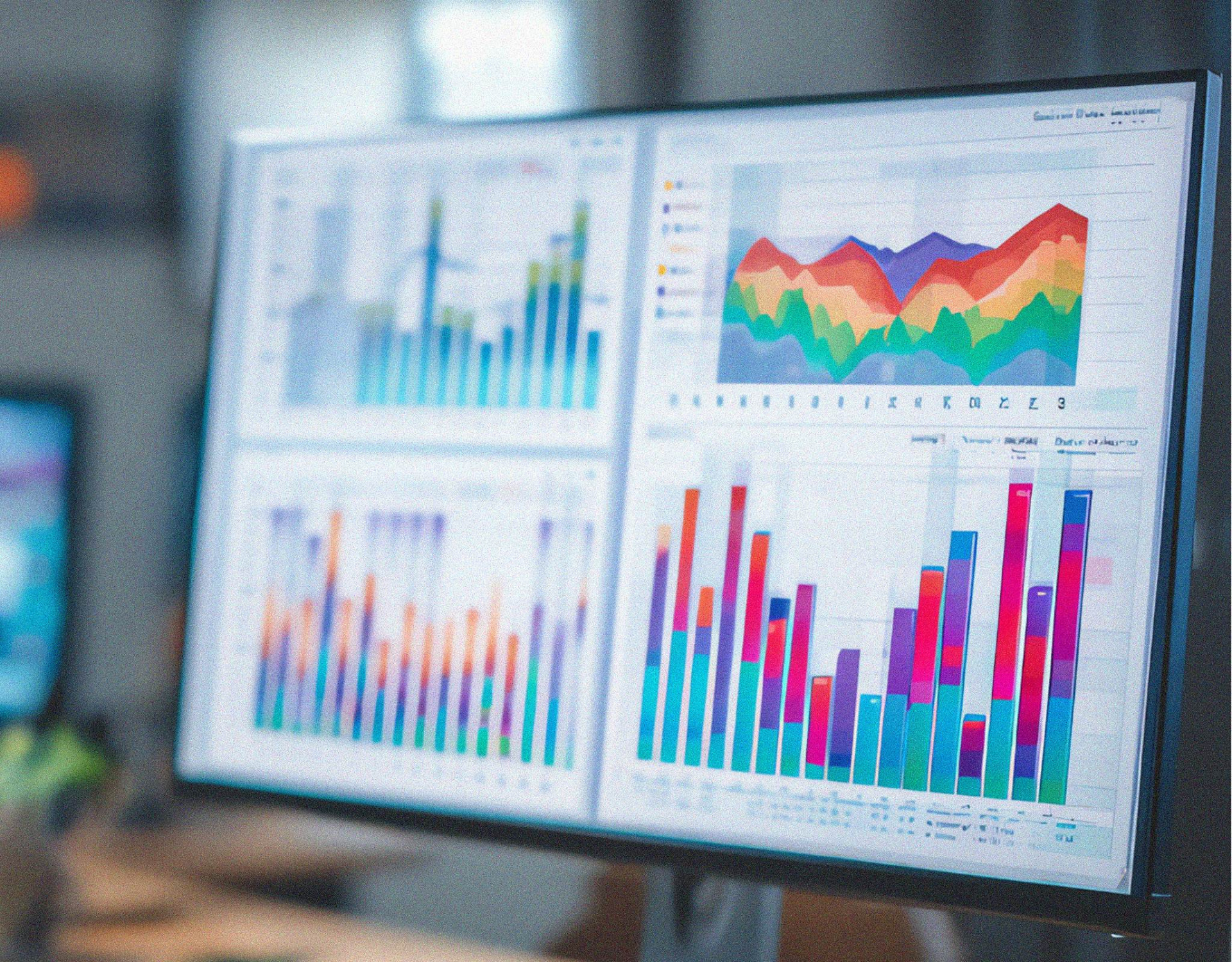analytics dashboards on a computer monitor
