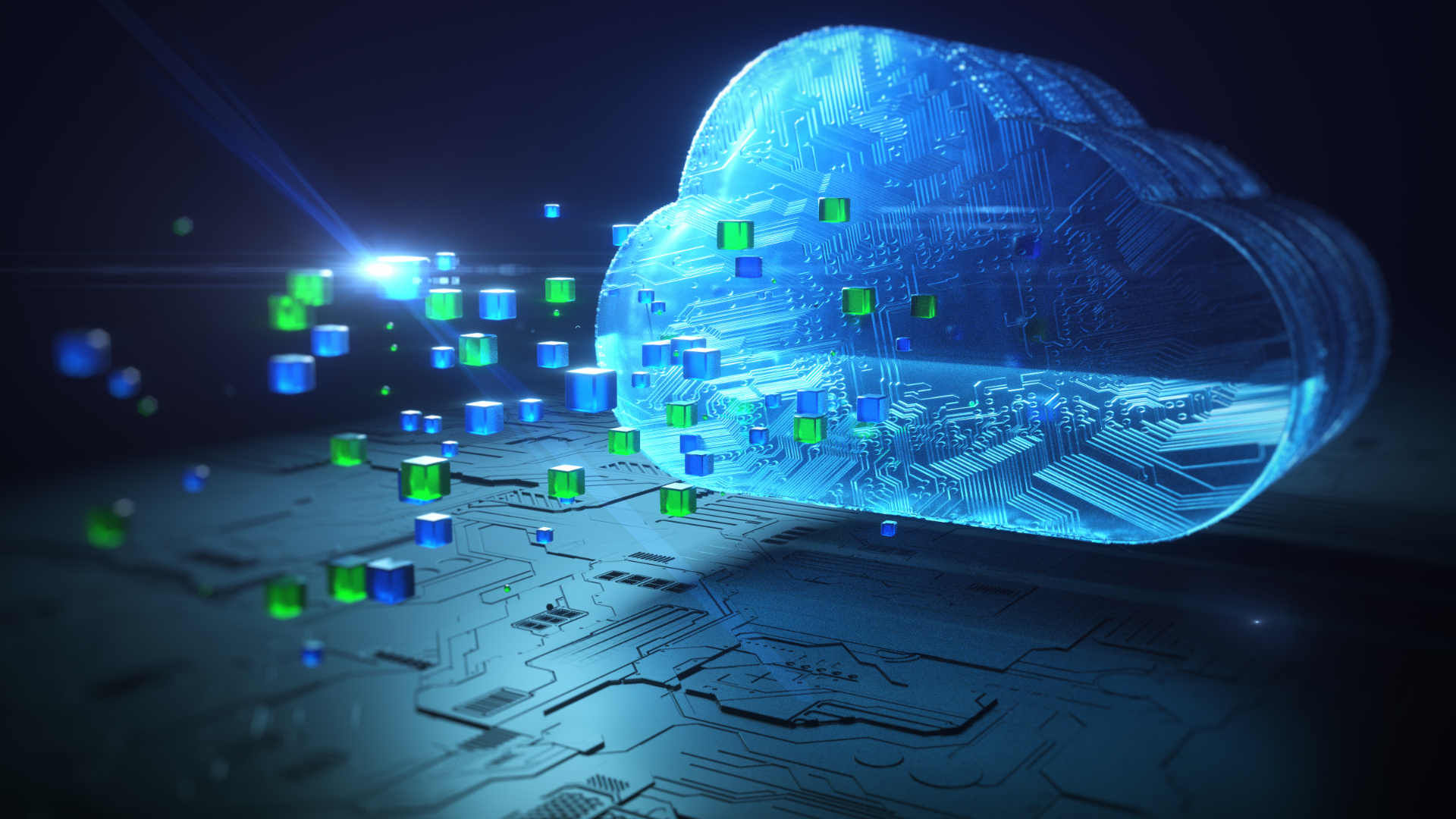 Cloud computing visualization representing hybrid and multi-cloud infrastructure environments.