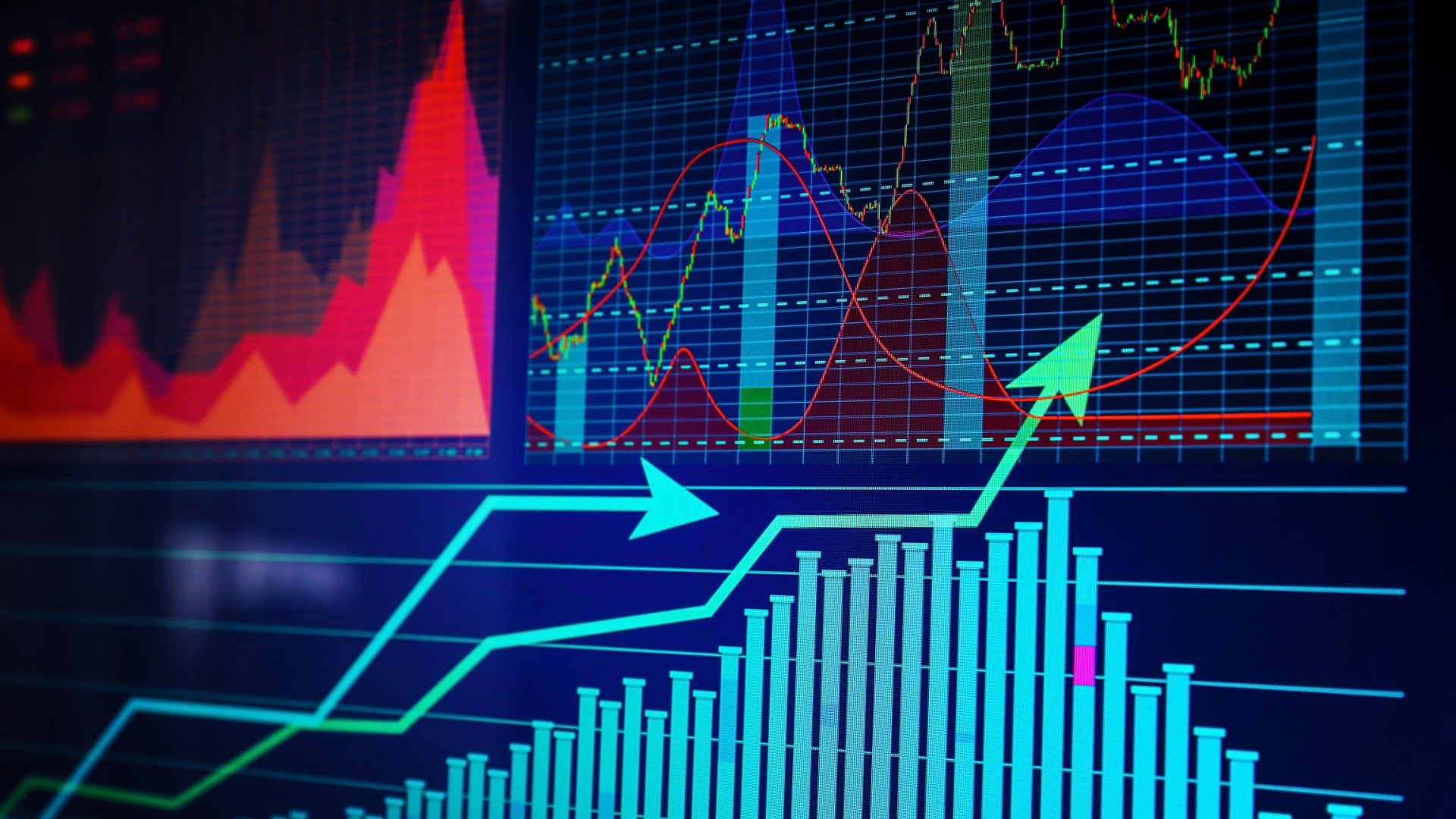 Data analytics dashboard with charts representing AI readiness and data governance.