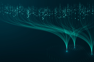 Abstract data network visualization representing data readiness for artificial intelligence.