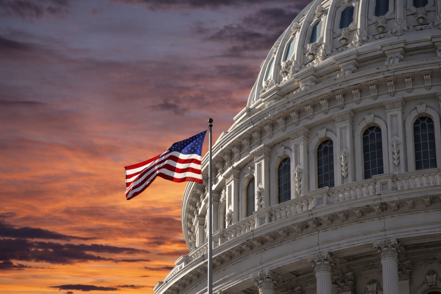 federal building with a raised american flag