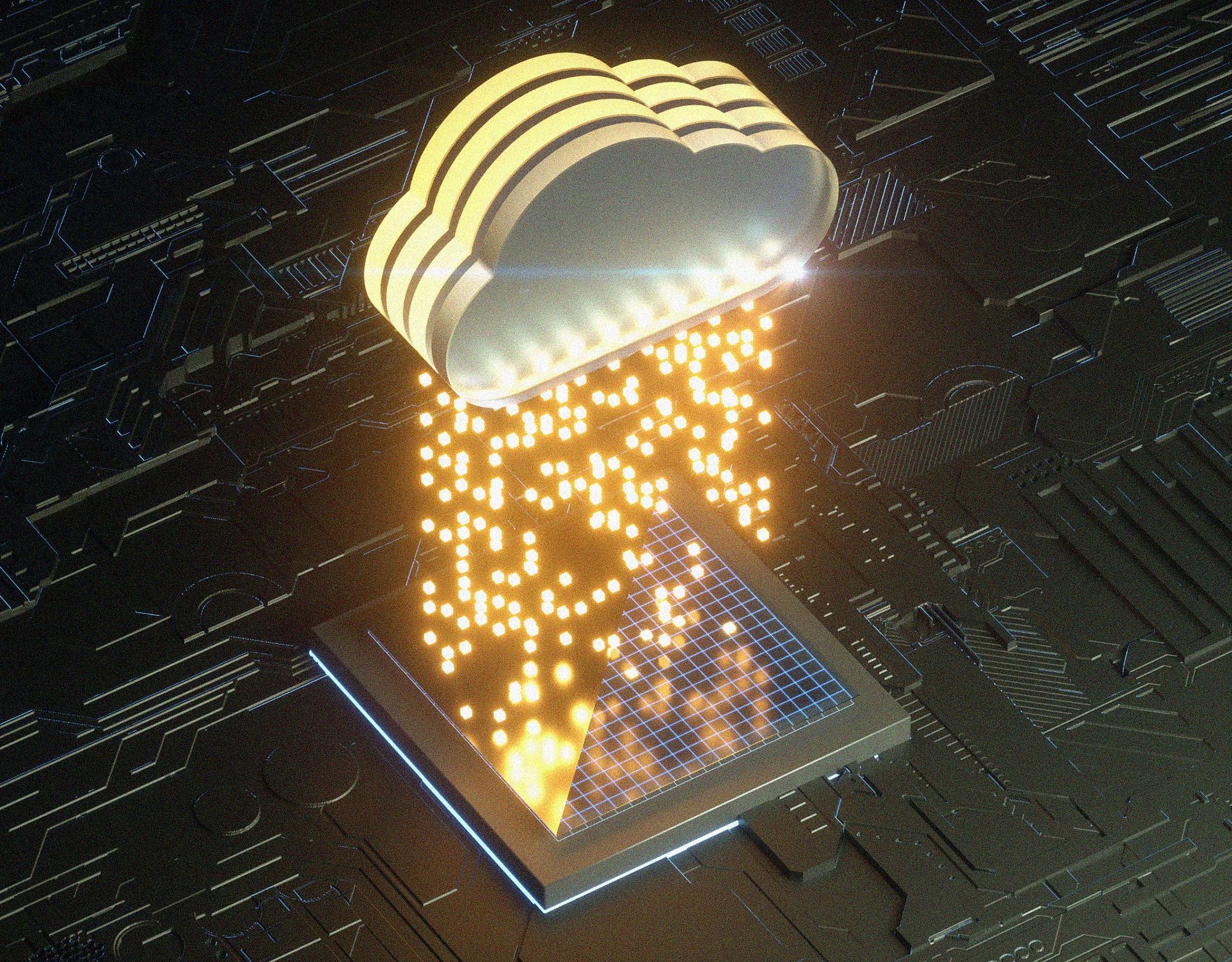 3d illustration of cloud connected to data points