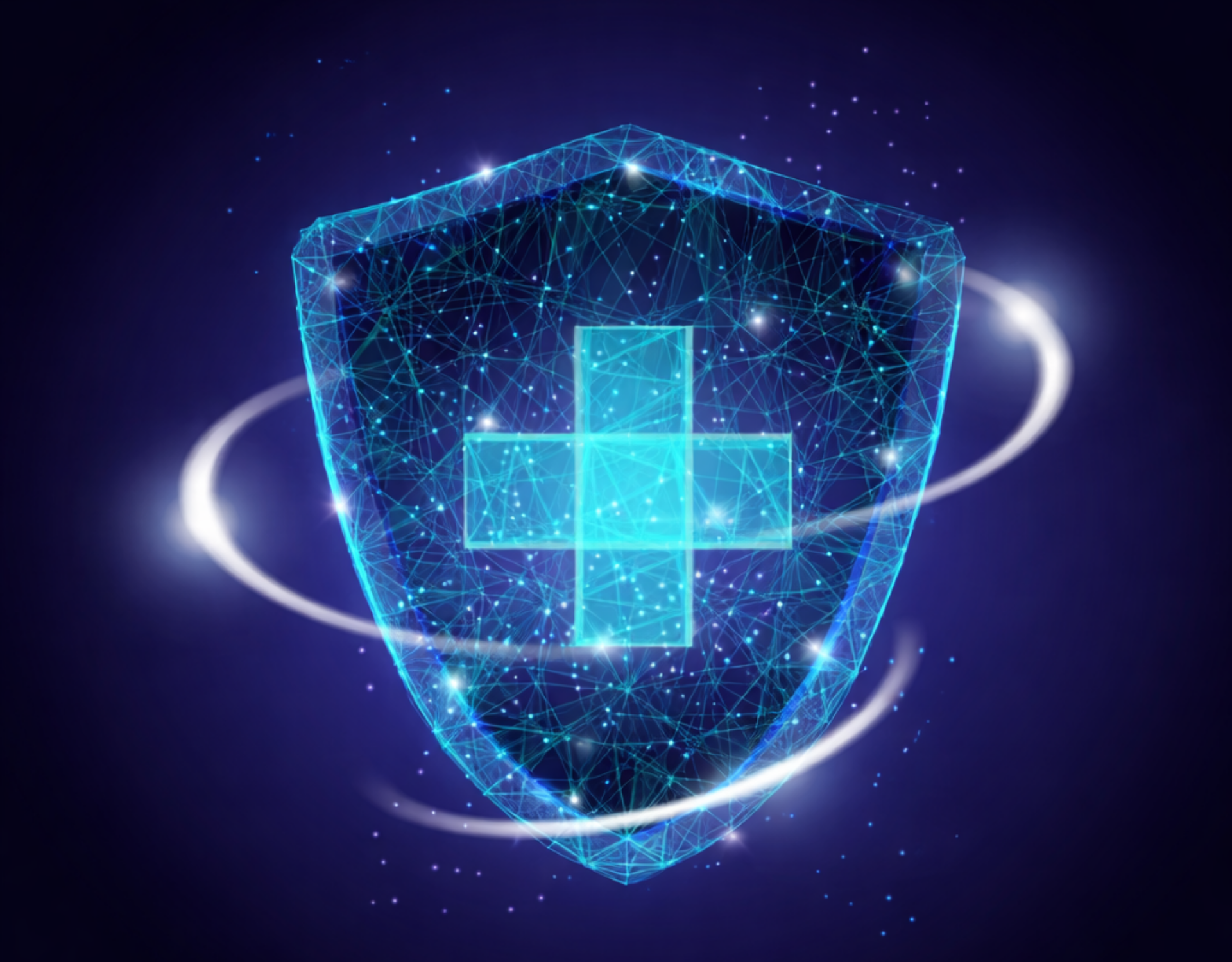 abstract shield with a neon cross