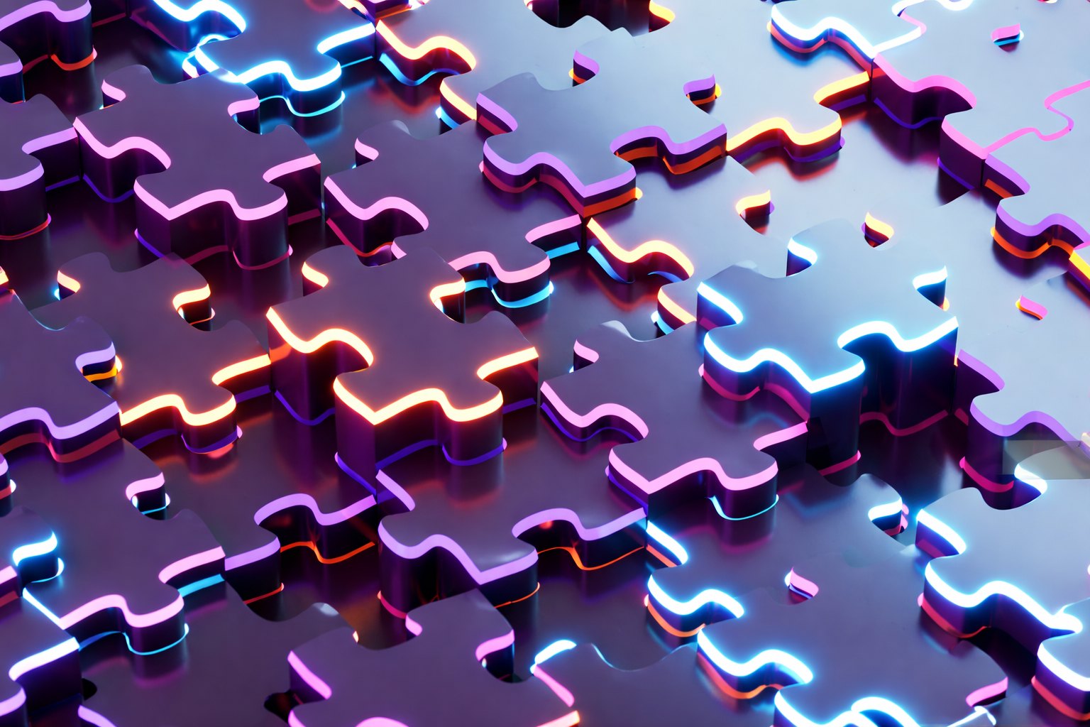 neon disconnected puzzle pieces
