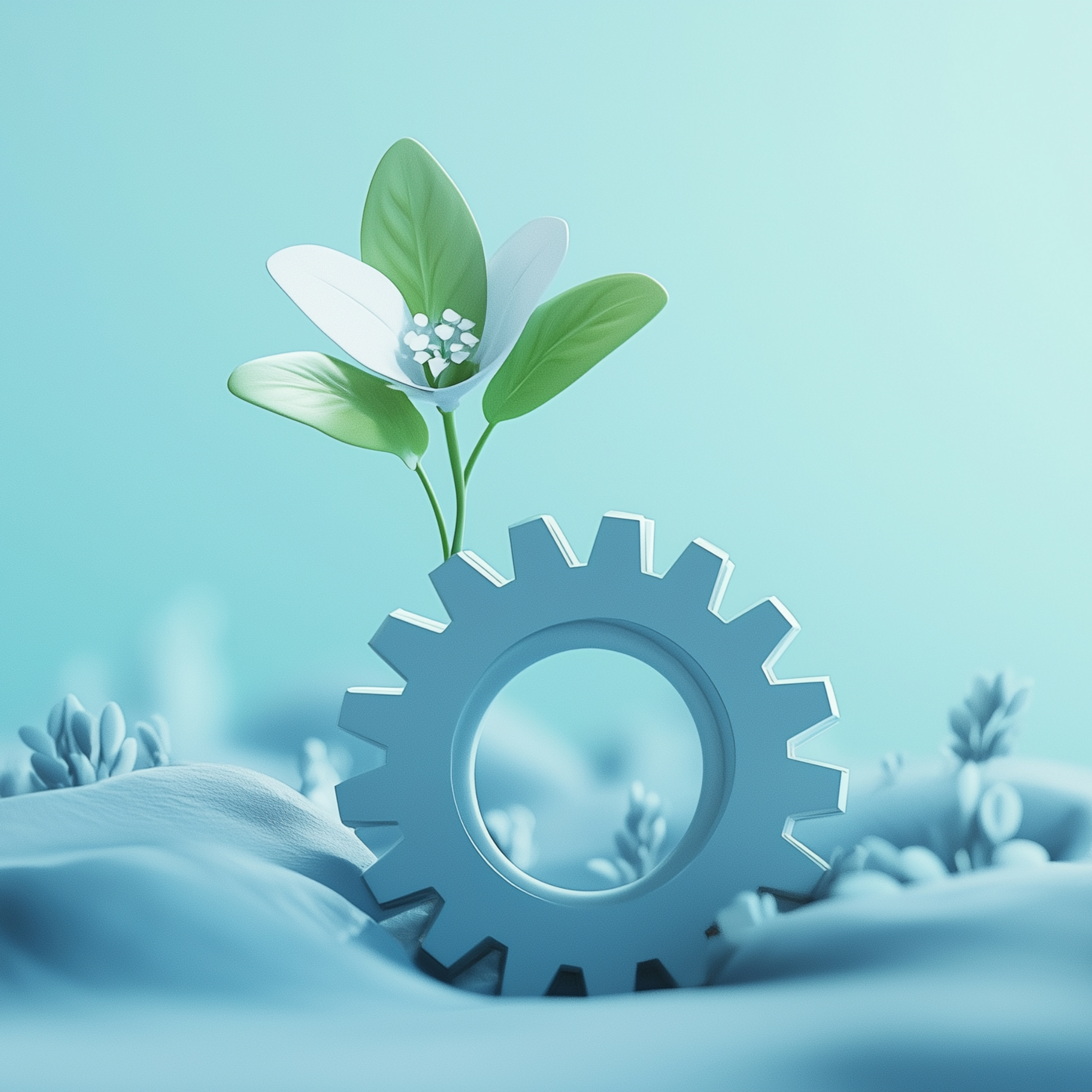 Featured image: 3D illustration of a gear with a plant growing from itWellbeing with impact: Behind TSG’s corporate social responsibility program