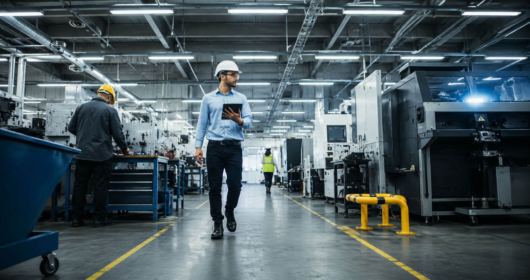 Featured image: Industrial workspace with workersThe factory floor is becoming a data platform
